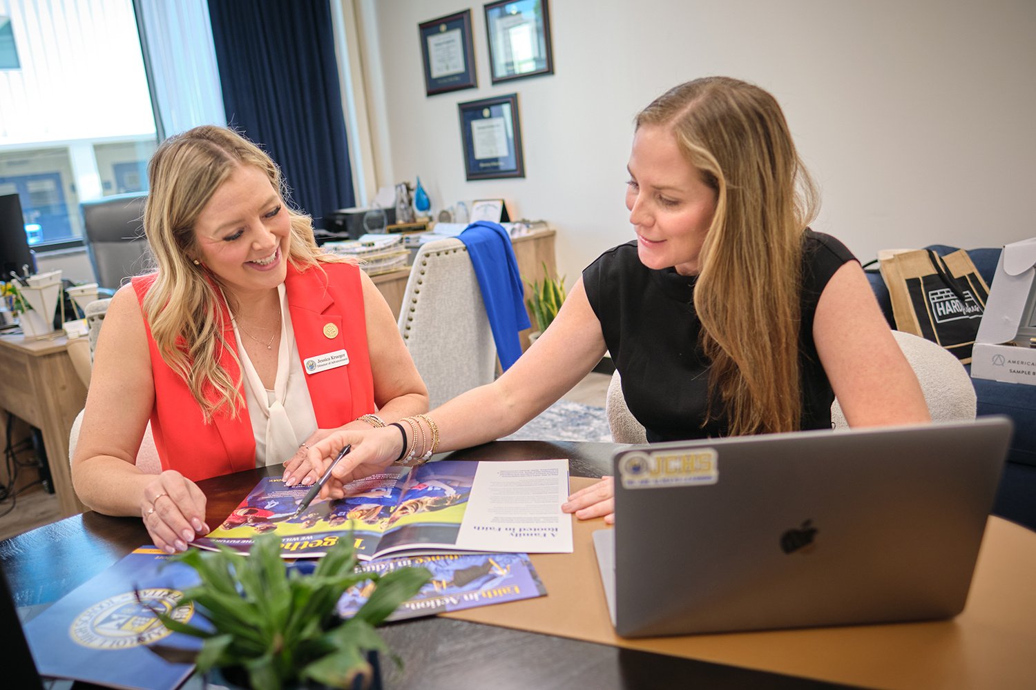 Two school administrators working